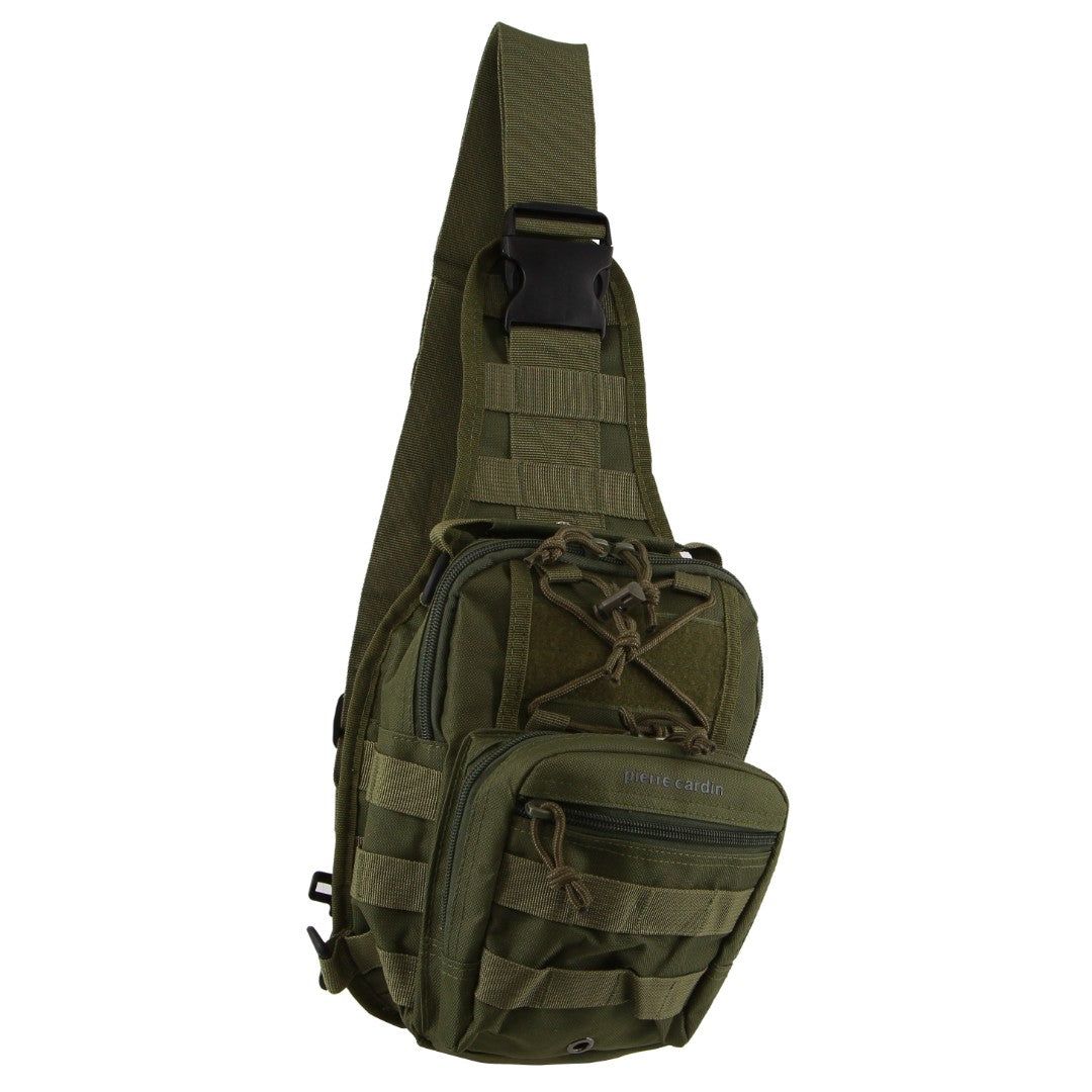 Pierre Cardin Cross Body Sling Bag Tactical Rucksack Shoulder Chest Messenger Bag Green | DSLKI7943