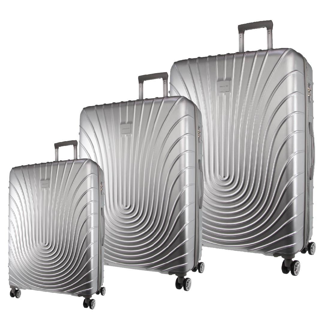 Pierre Cardin Hard Shell 3-Piece Luggage Set Silver | YBPFD0872