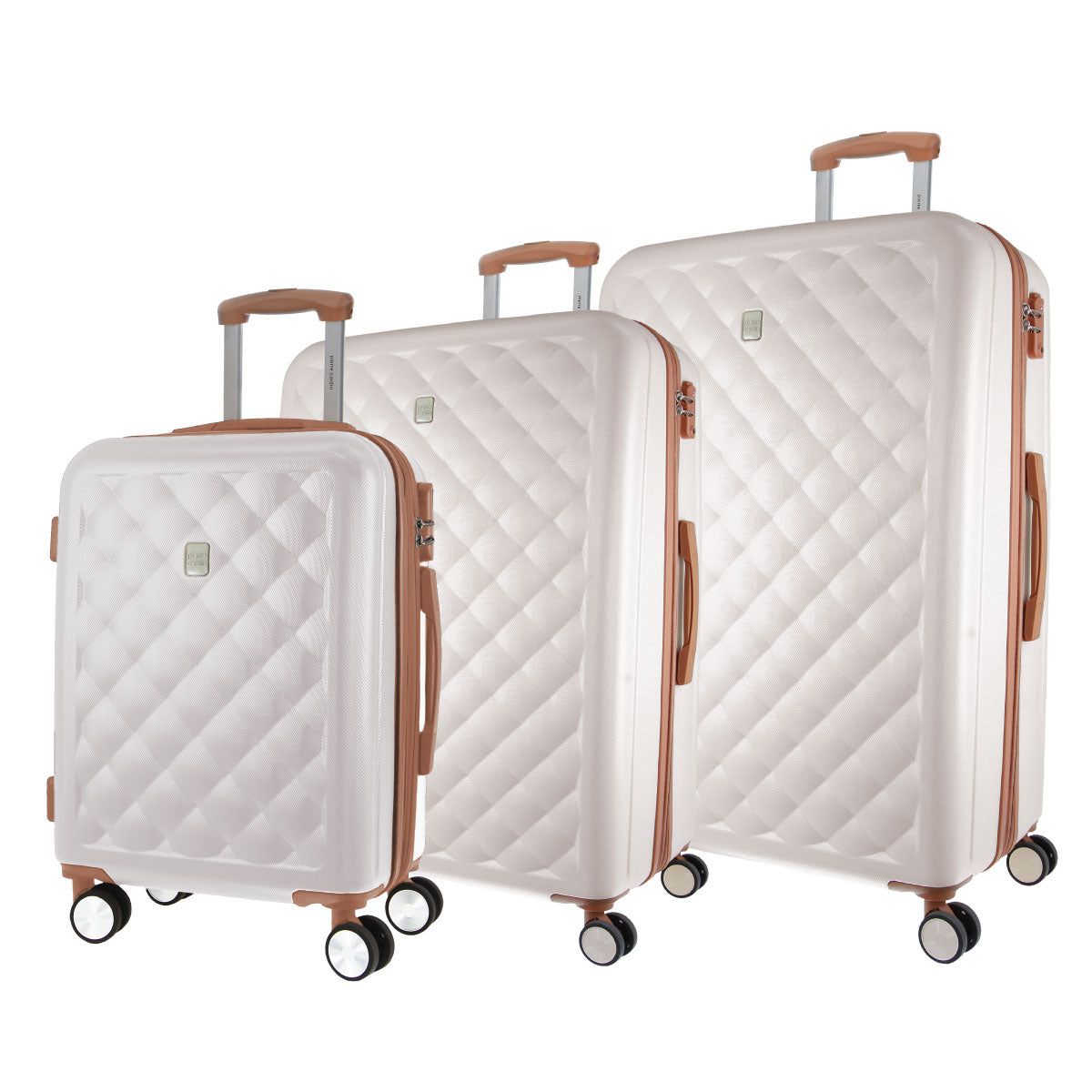 Pierre Cardin Hard Shell 3-Piece Luggage Set White | FNYBJ0426