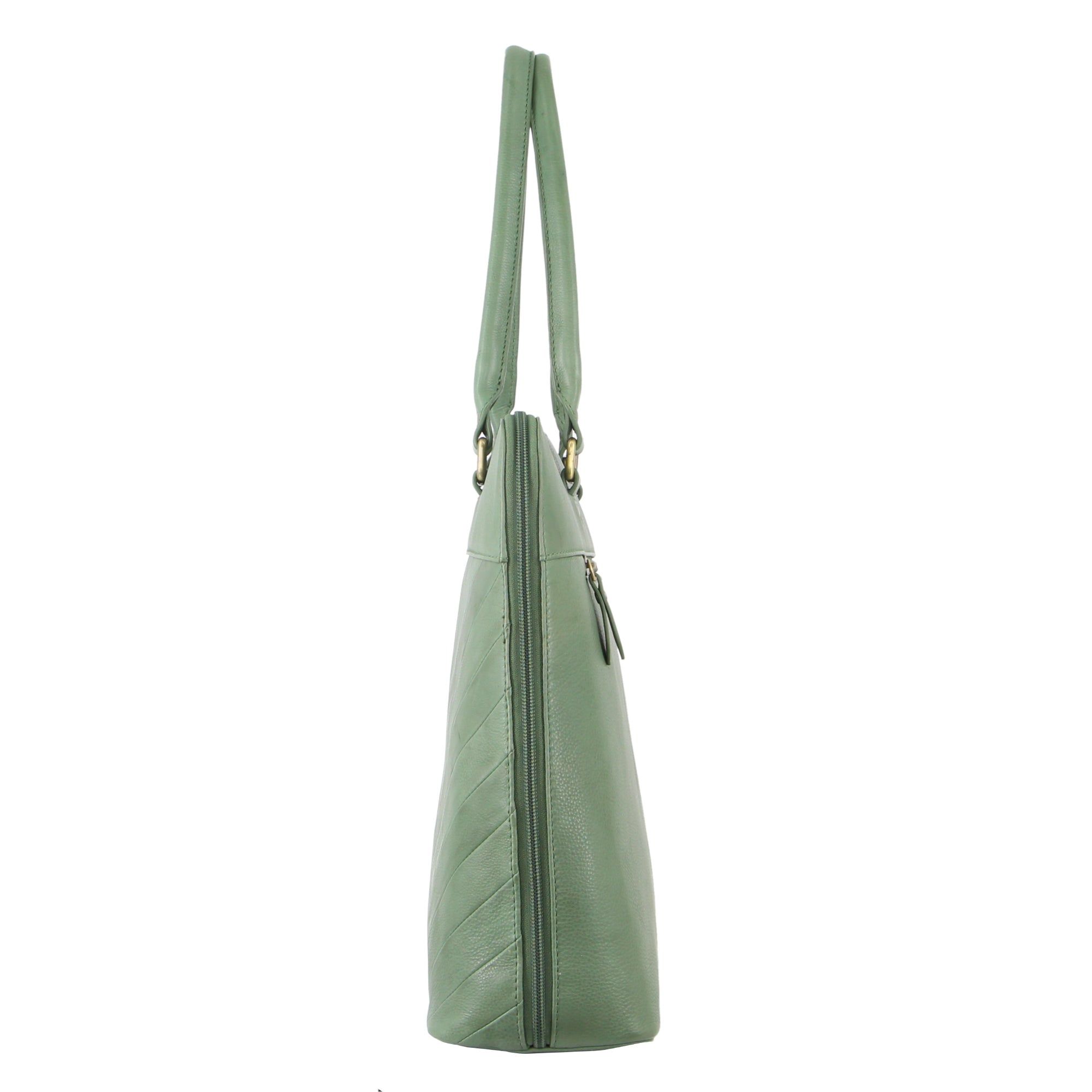 Pierre Cardin Herringbone Leather Large Business Bag Green | YQUZI2589