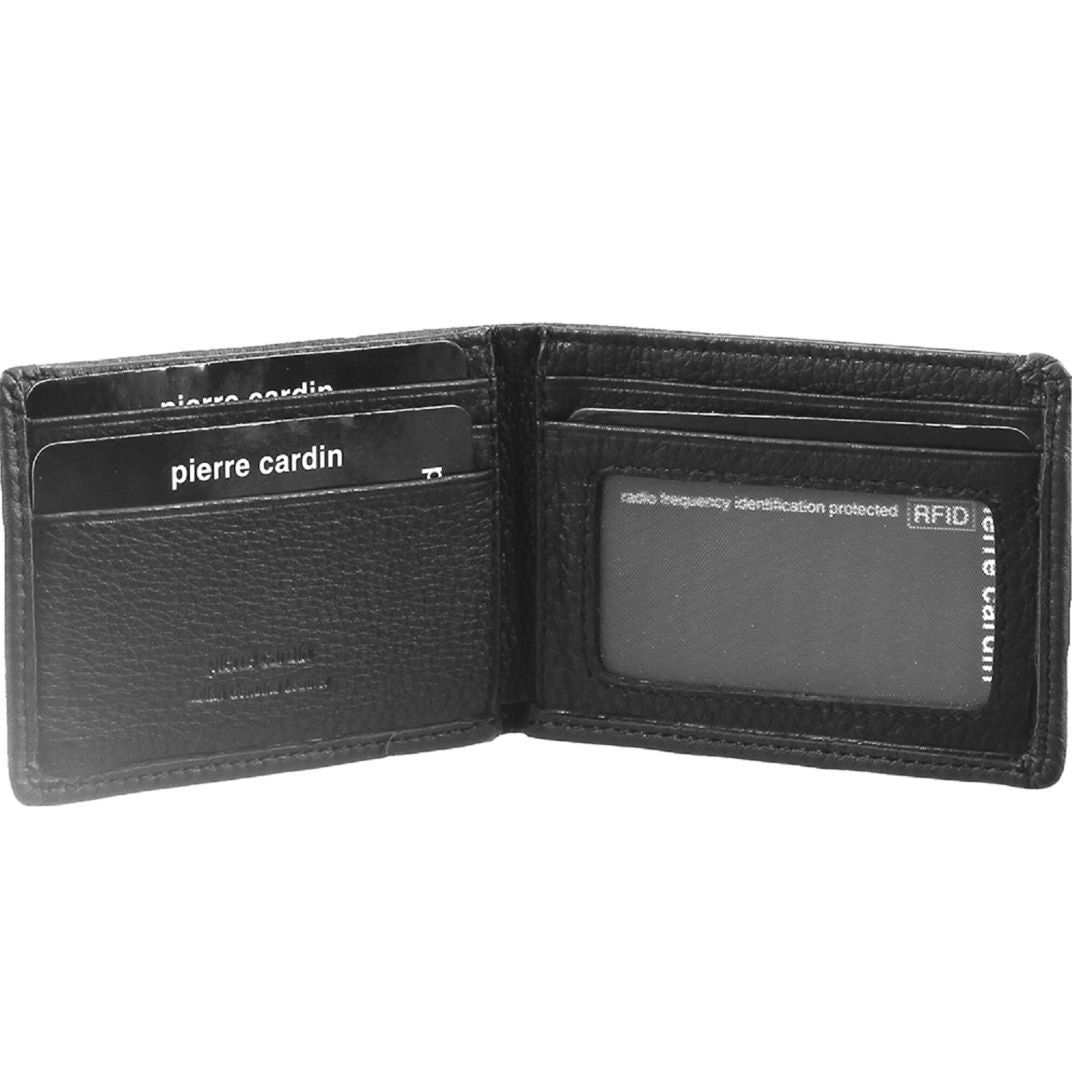 Pierre Cardin Italian Leather Bi-Fold Wallet Black | OZTQV6830