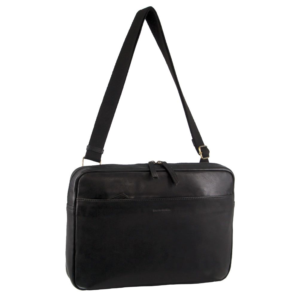 Pierre Cardin Italian Leather Business Computer Bag Black | WHPNJ1705