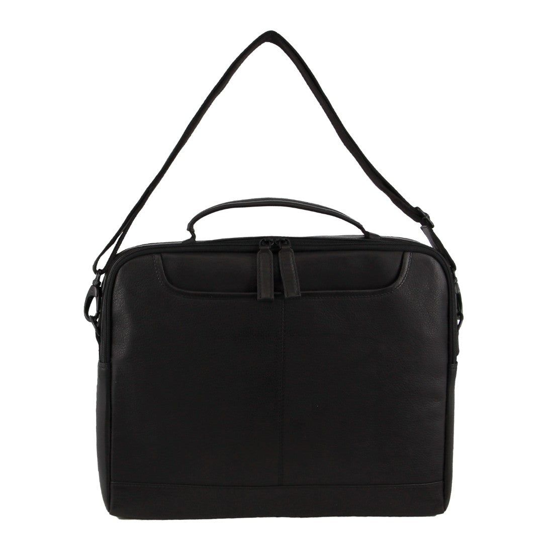 Pierre Cardin Italian Leather Computer Bag Black | FYWQL4837