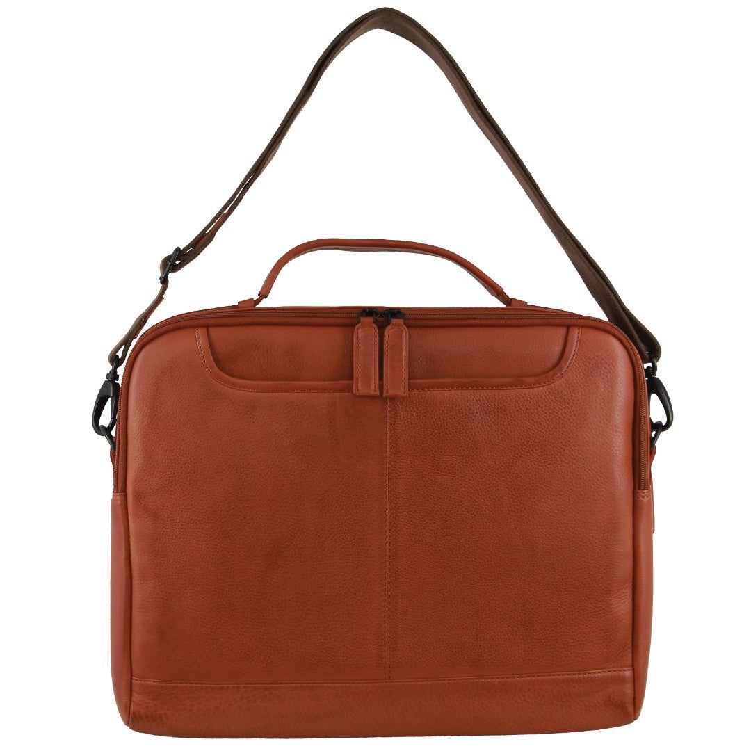 Pierre Cardin Italian Leather Computer Bag Brown | VKSNE6930