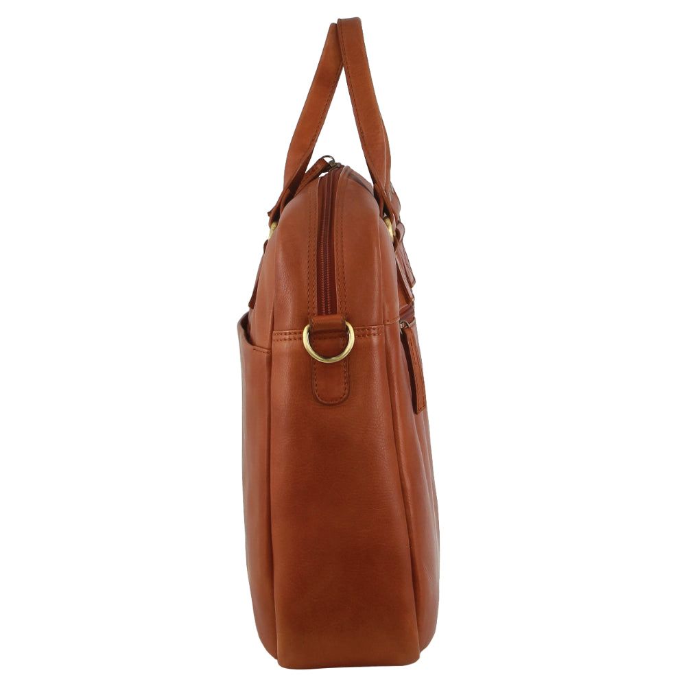 Pierre Cardin Italian Leather Computer Bag Brown | IVHQY6497