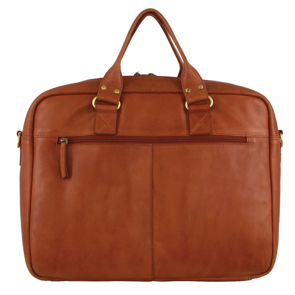 Pierre Cardin Italian Leather Computer Bag Brown | IVHQY6497