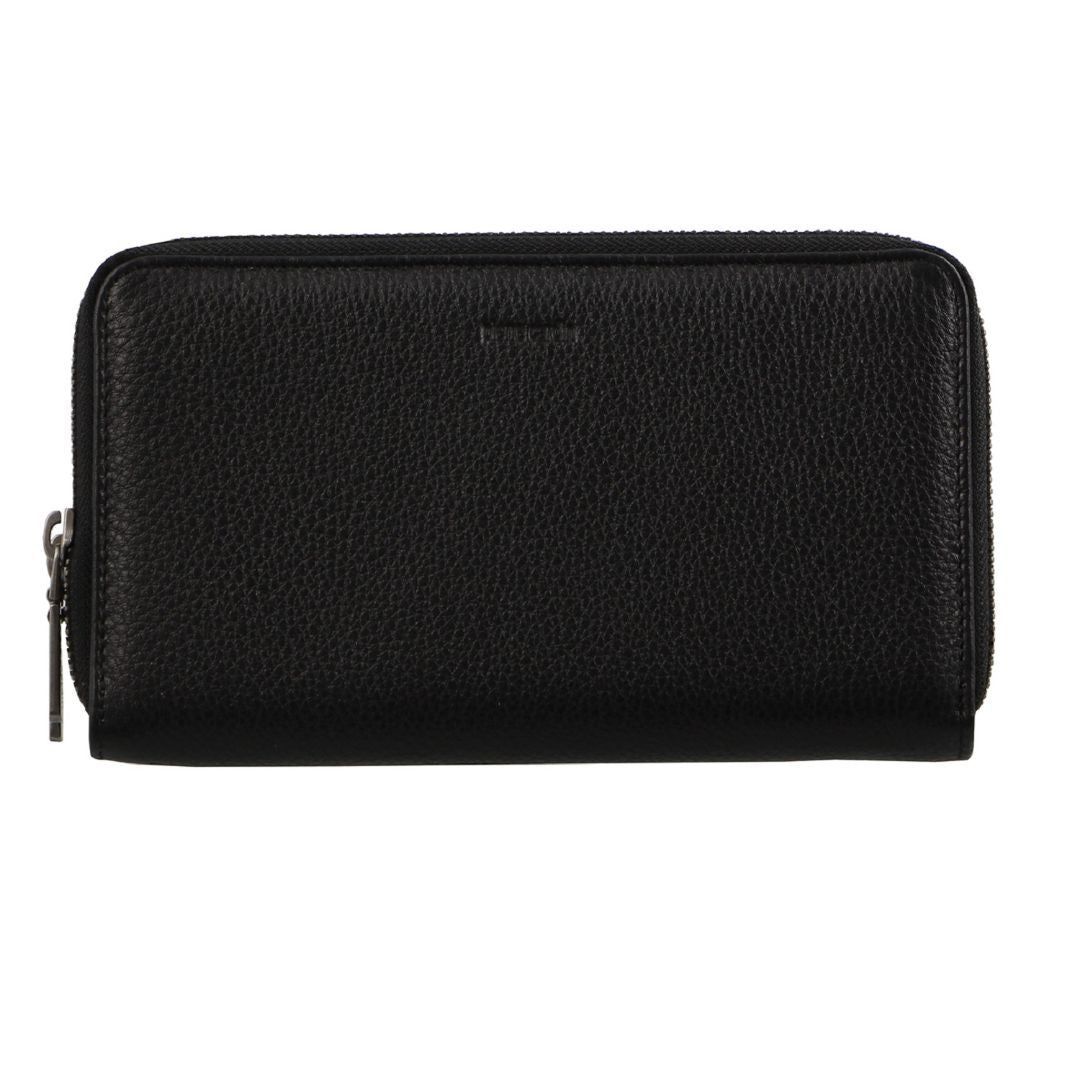 Pierre Cardin Italian Leather Double Zip Wallet Black | WIQSK3049