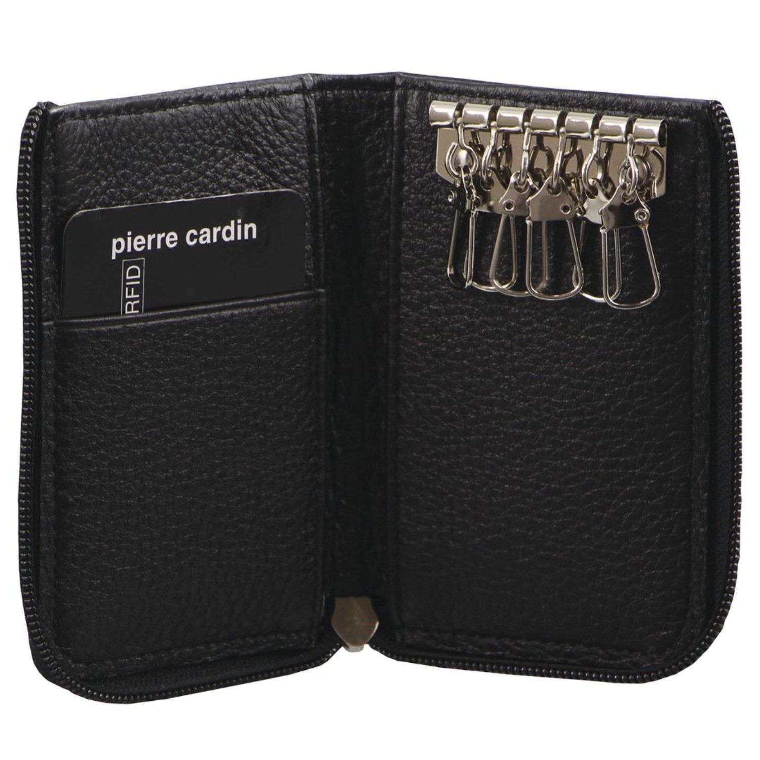 Pierre Cardin Italian Leather Key + Credit Card Holder Black | TXPHM8723