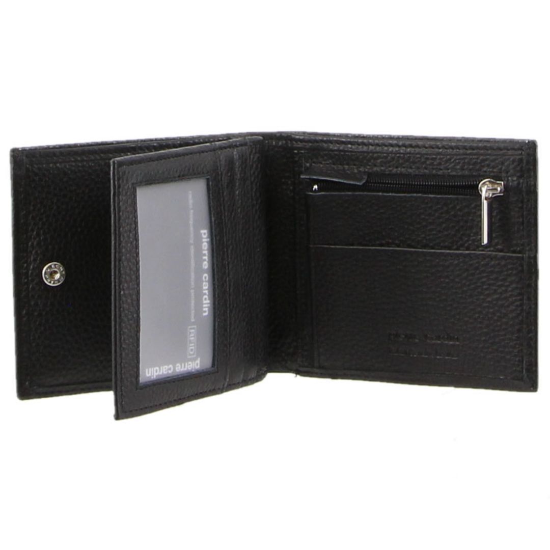 Pierre Cardin Italian Leather Tri-Fold Wallet Black | QAFYV0923