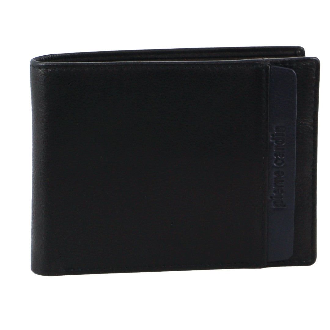 Pierre Cardin Italian Leather Two Tone Tri-Fold Wallet Black | RYJKO5742