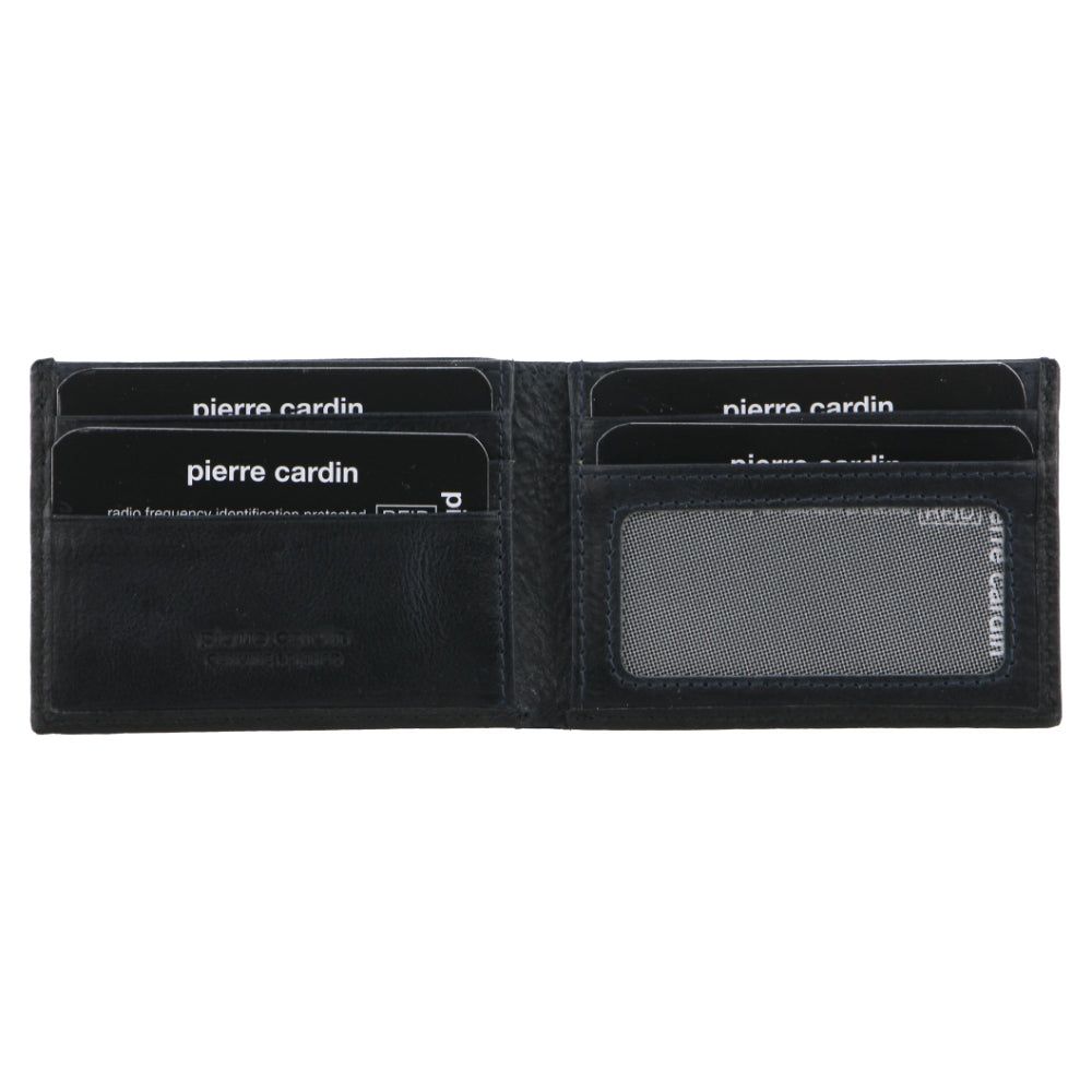 Pierre Cardin Italian Leather Two Tone Wallet Card Holder Black | UXSEN9173