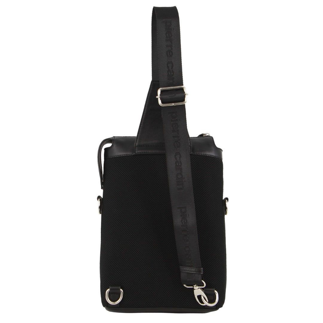 Pierre Cardin Leather 3-Way Sling Bag Black | UWDRN6498