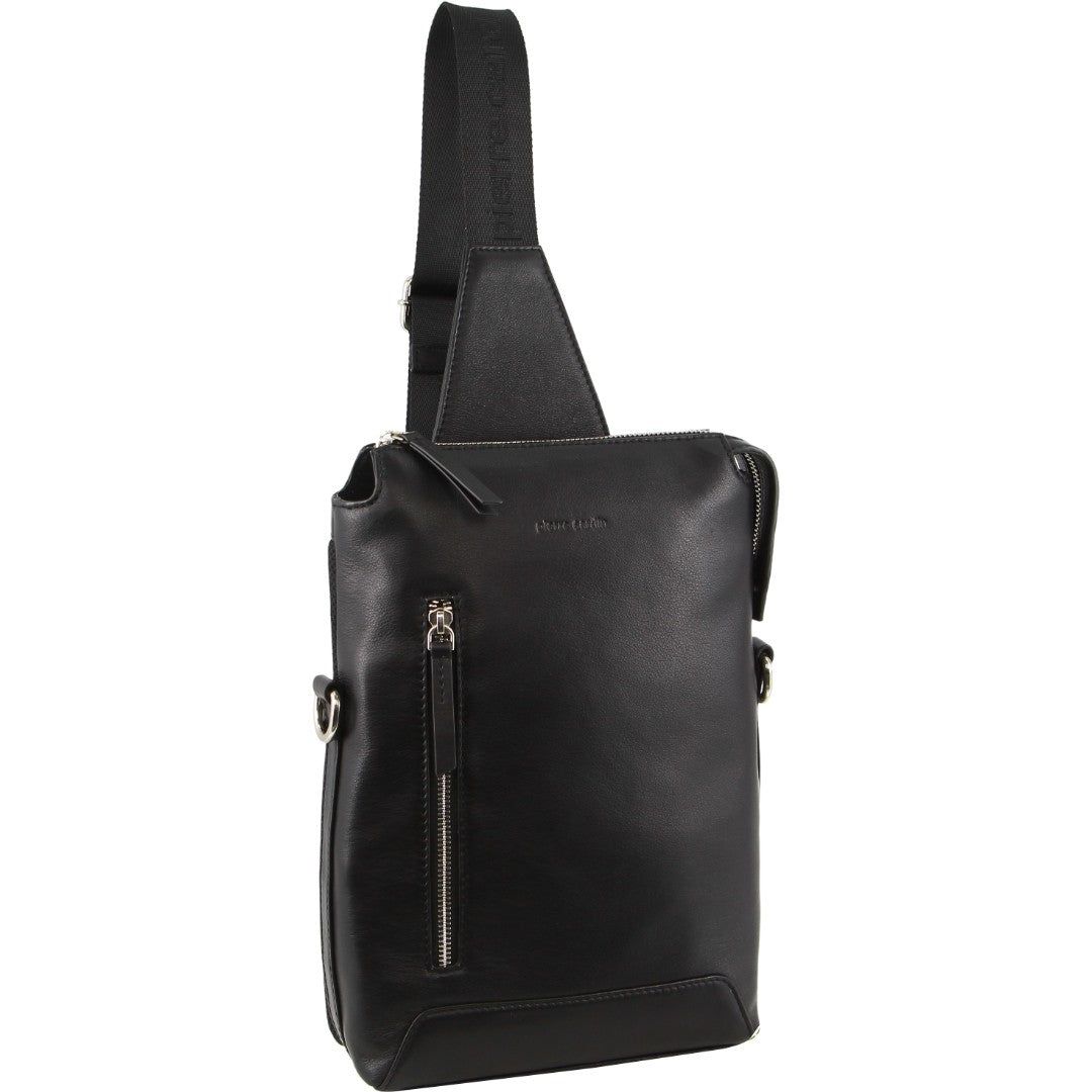 Pierre Cardin Leather 3-Way Sling Bag Black | UWDRN6498