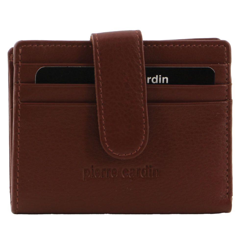 Pierre Cardin Leather Bi-Fold Card Holder Wallet Brown | GSWRU9461