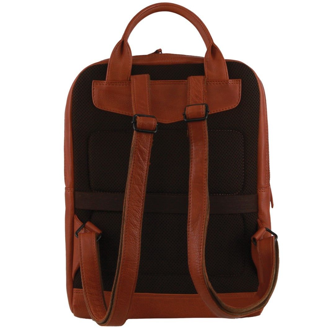 Pierre Cardin Leather Business Laptop Backpack Brown | GKNMO0637