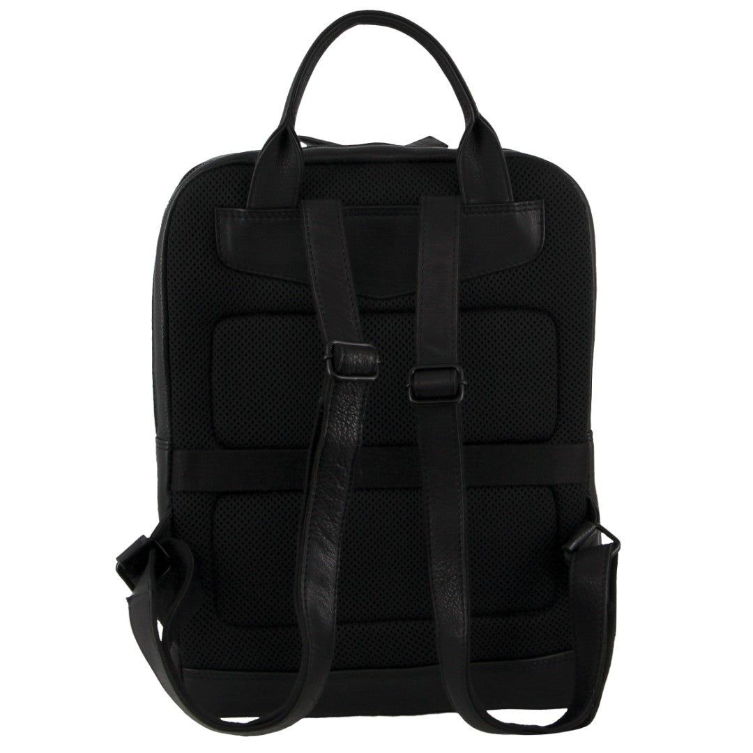 Pierre Cardin Leather Business Laptop Backpack Black | EOAJW3579