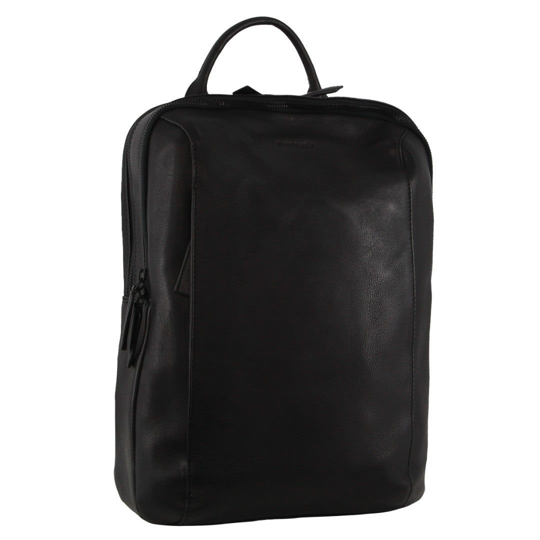 Pierre Cardin Leather Business Laptop Backpack Black | EOAJW3579