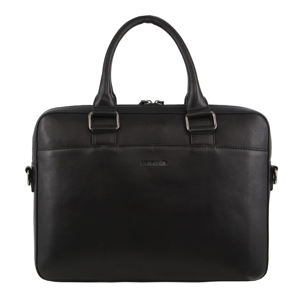 Pierre Cardin Leather Business Satchel Bag Black | ALFHK7521