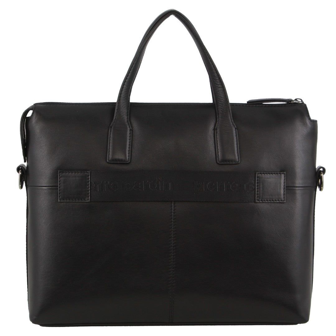 Pierre Cardin Leather Business Travel Bag Black | ZTBOS9645