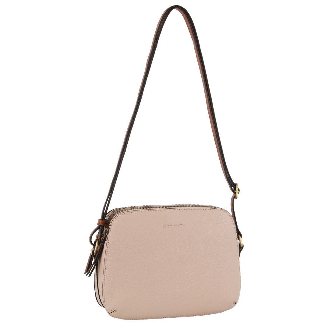 Pierre Cardin Leather Classic Crossbody Bag Beige | HNKJM2937