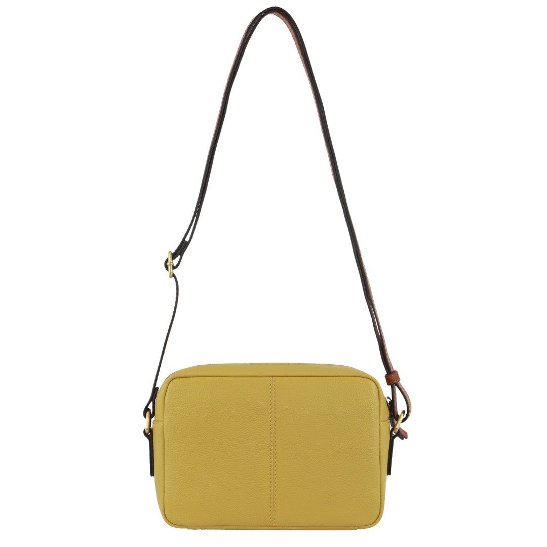 Pierre Cardin Leather Classic Square Crossbody Bag Yellow | WYMKS5472