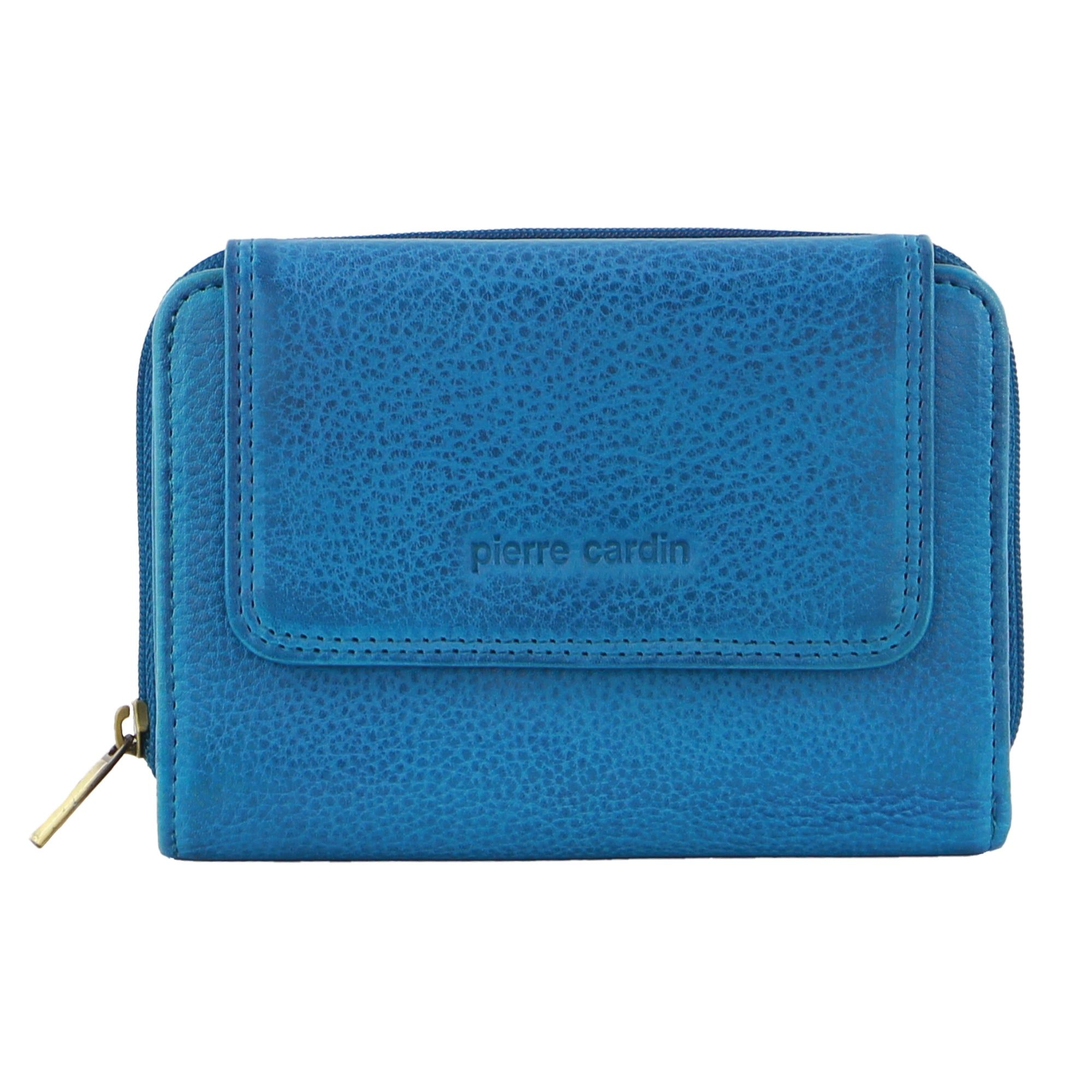 Pierre Cardin Leather Compact Bi-Fold Tab Wallet Light Turquoise | GRWBO8601