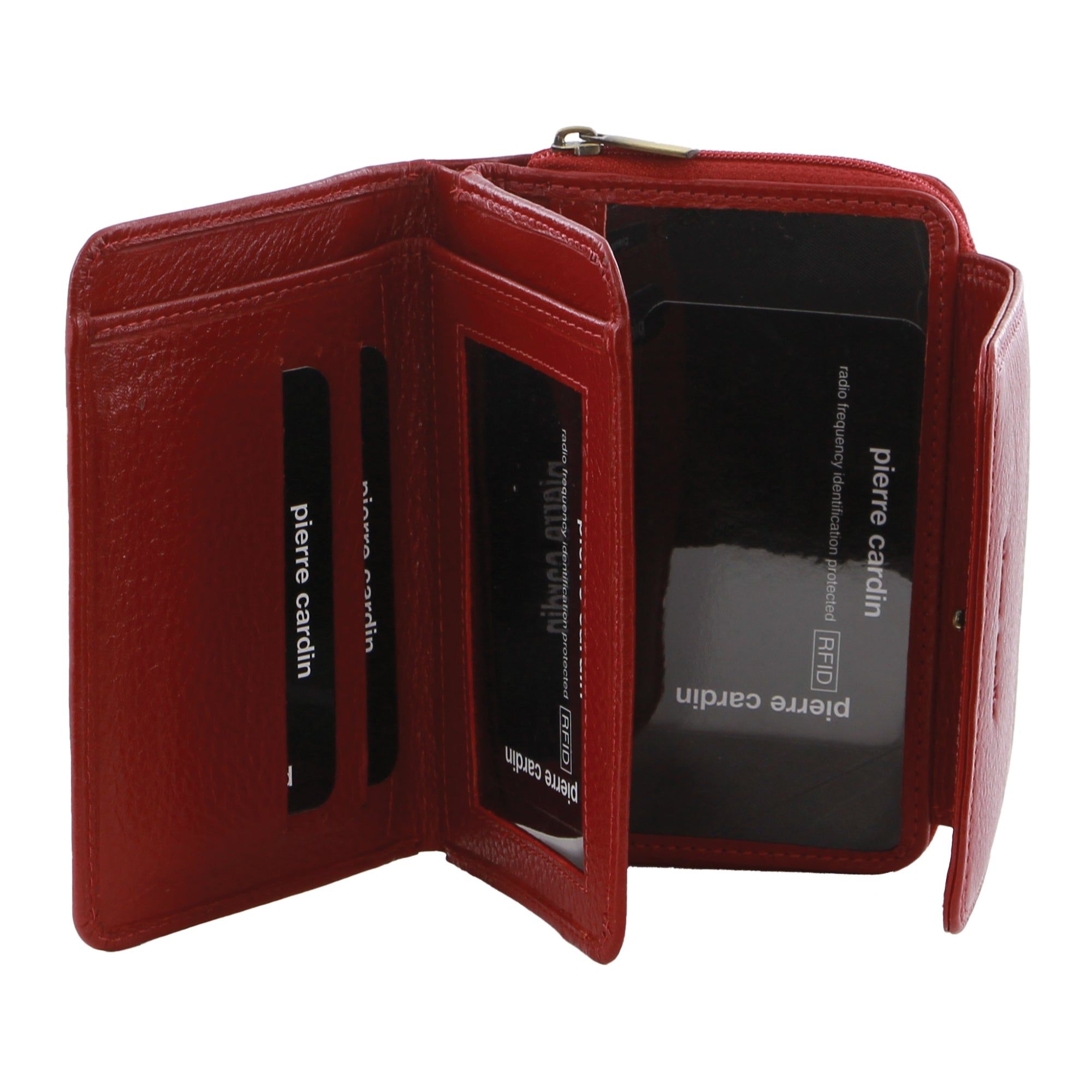 Pierre Cardin Leather Compact Bi-Fold Tab Wallet Red | FBLTQ0175