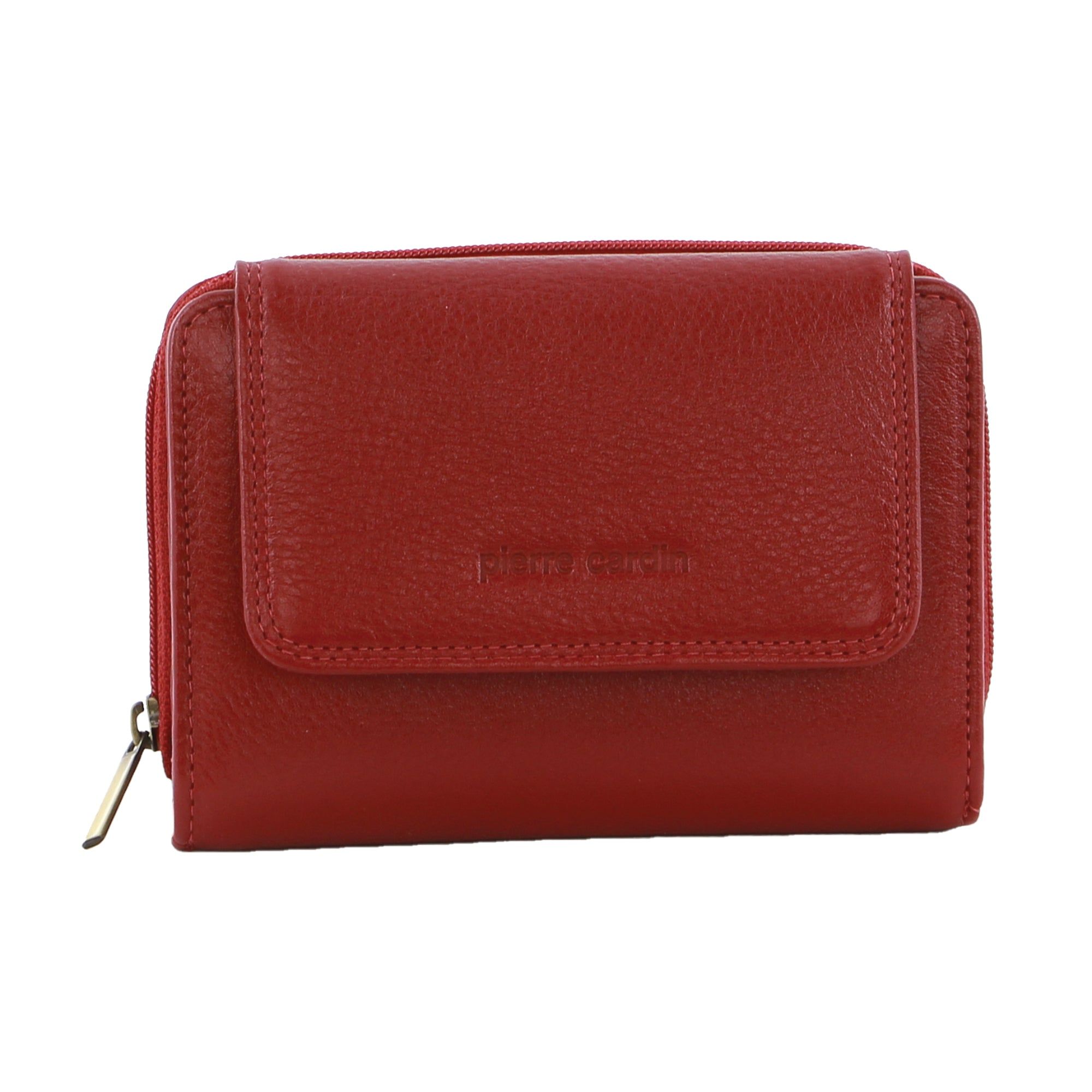 Pierre Cardin Leather Compact Bi-Fold Tab Wallet Red | FBLTQ0175