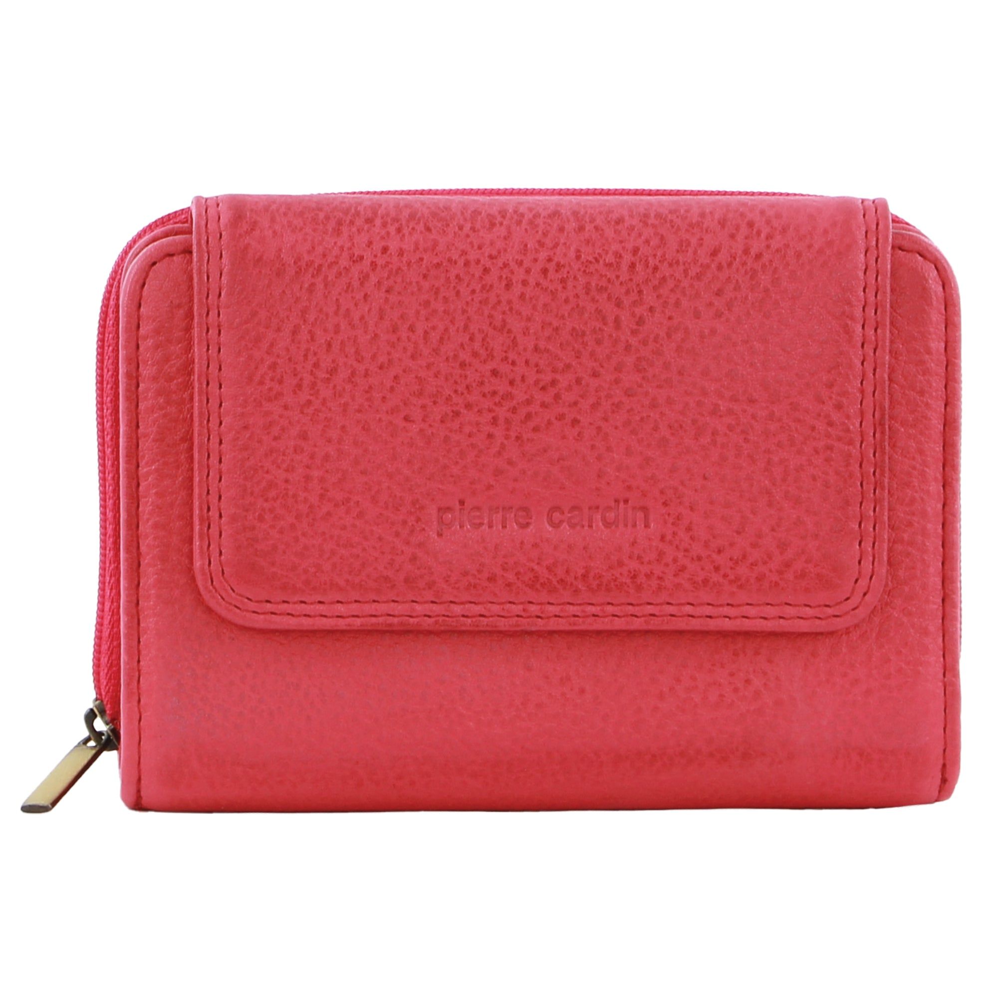 Pierre Cardin Leather Compact Bi-Fold Tab Wallet Pink | URJTE8320