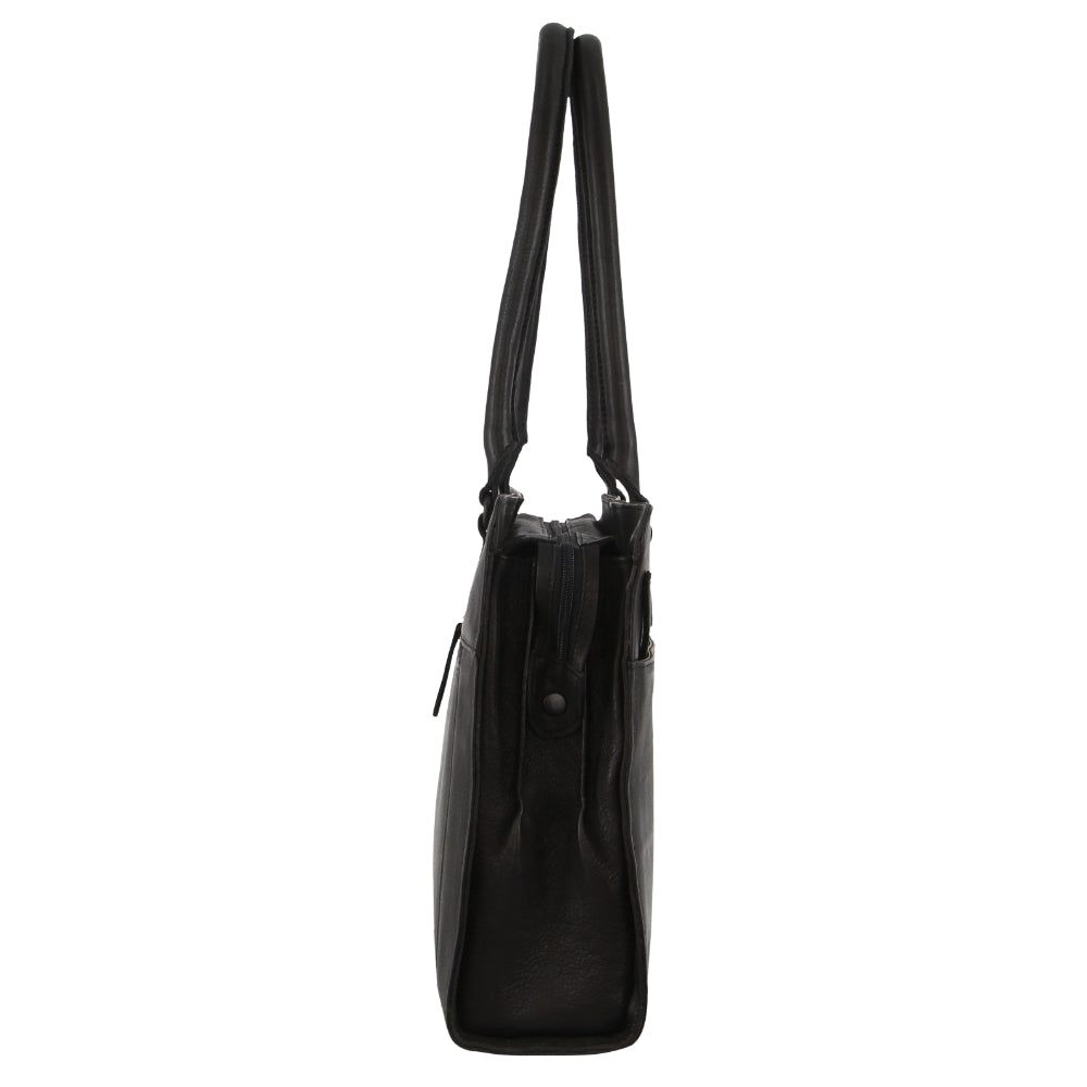 Pierre Cardin Leather Computer Tote Bag Black | PGRXO3760