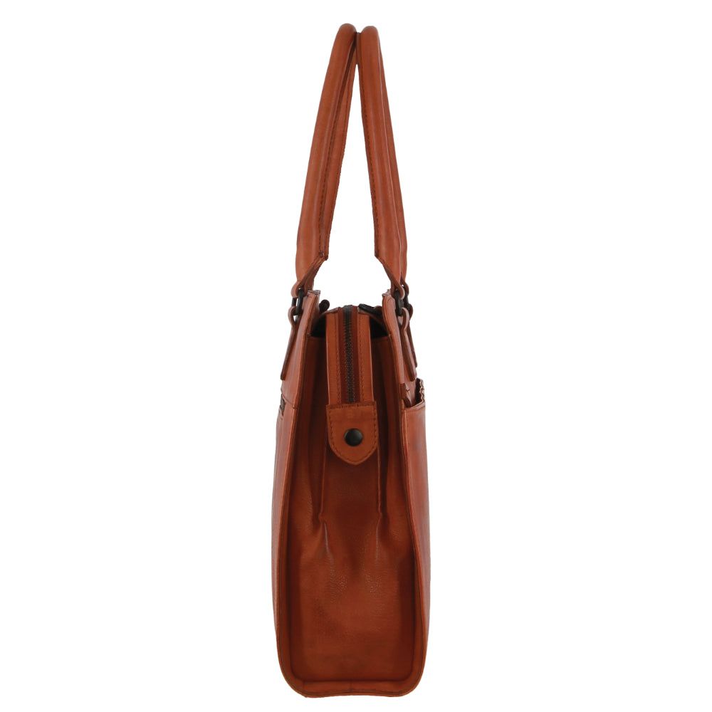 Pierre Cardin Leather Computer Tote Bag Brown | OFNSL5832