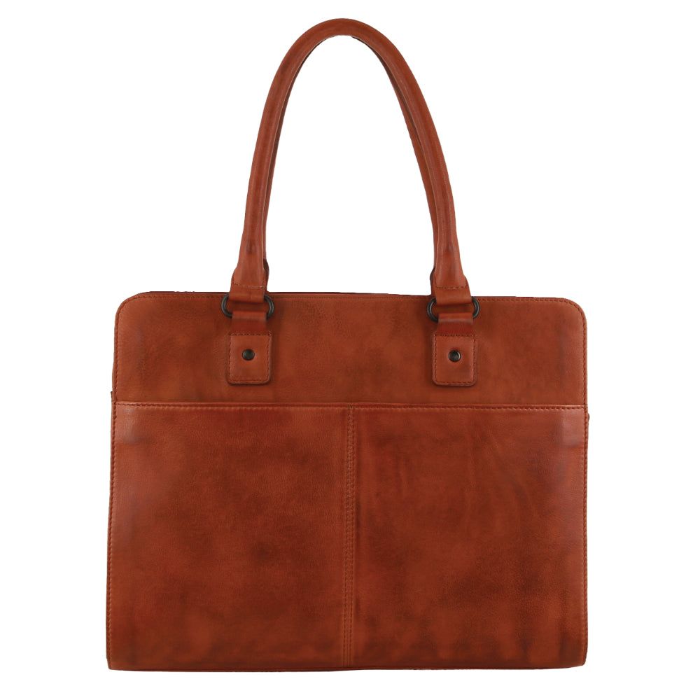 Pierre Cardin Leather Computer Tote Bag Brown | OFNSL5832