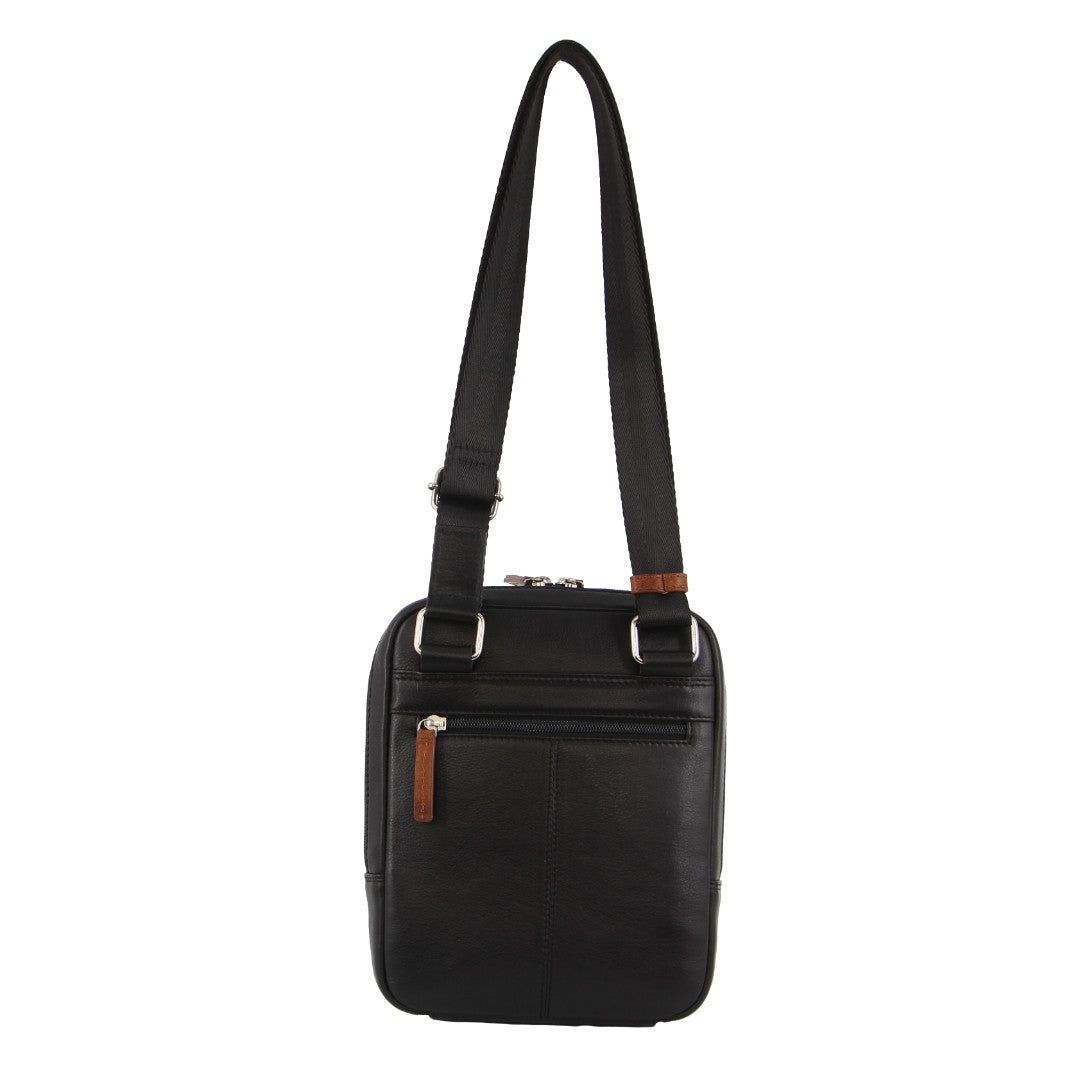 Pierre Cardin Leather Cross-Body Bag Black | HOUBL3259