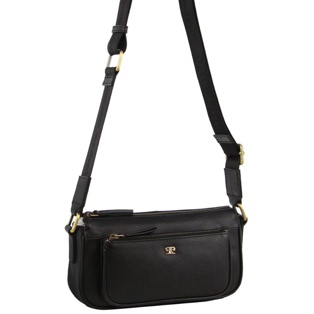 Pierre Cardin Leather Cross-Body Bag Black | ABOQM7806