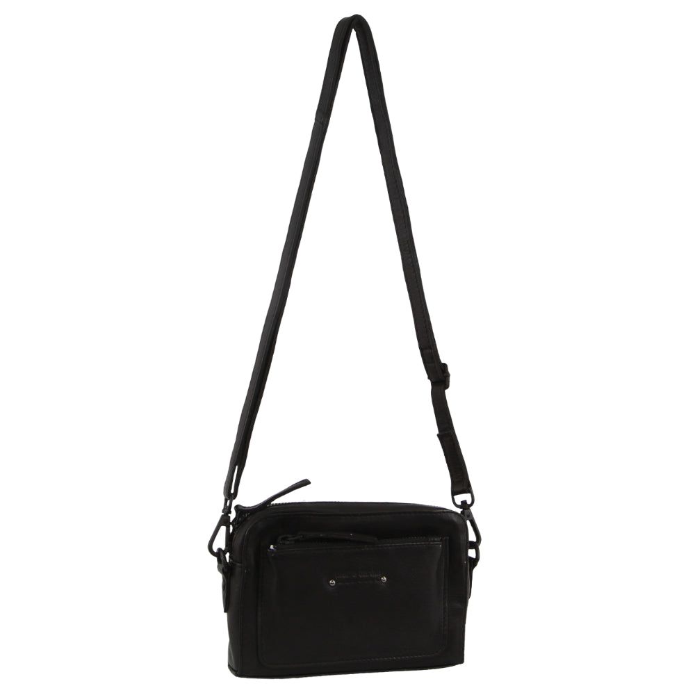 Pierre Cardin Leather Cross-Body Bag Black | SMWRX2361