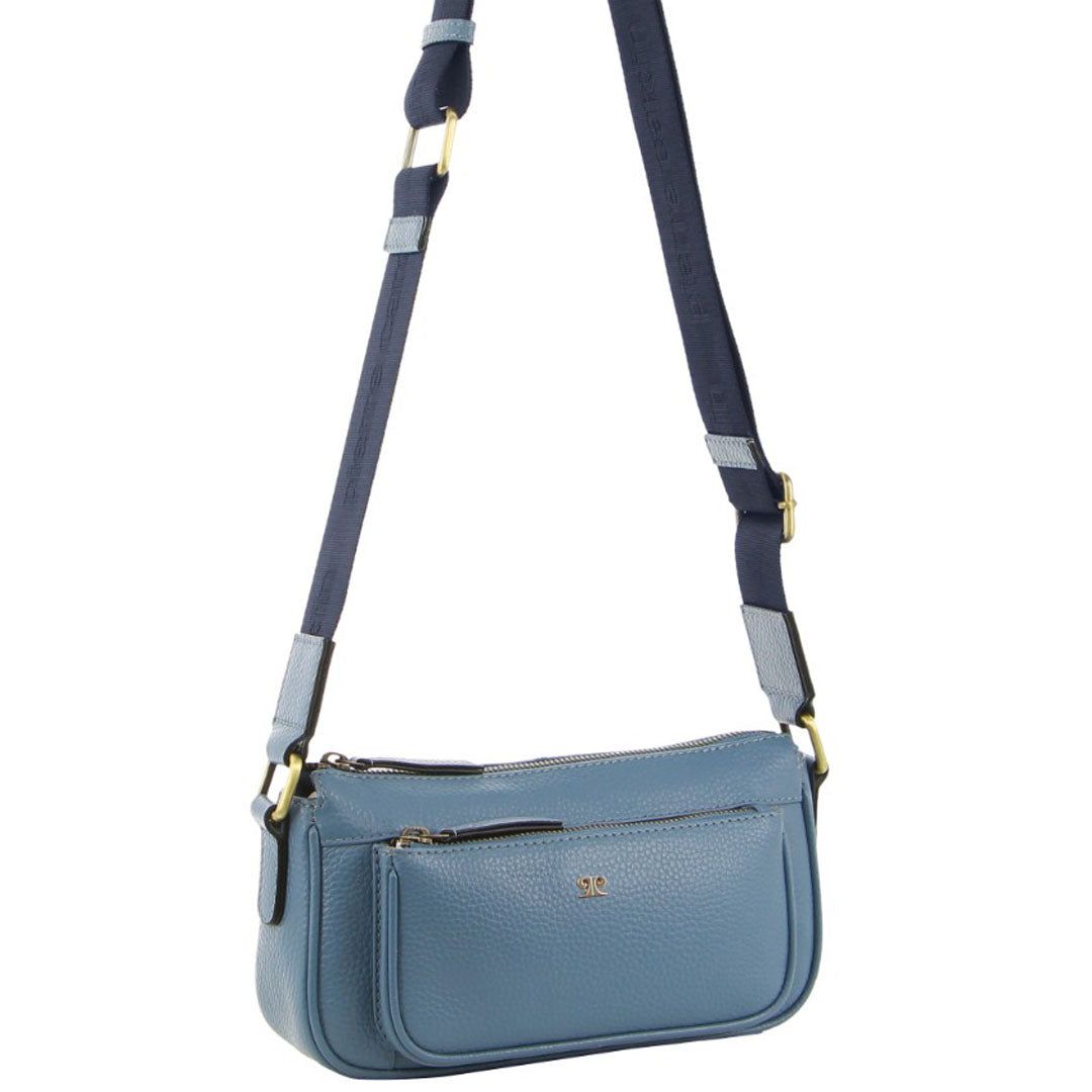 Pierre Cardin Leather Cross-Body Bag Blue | MEZKA6039