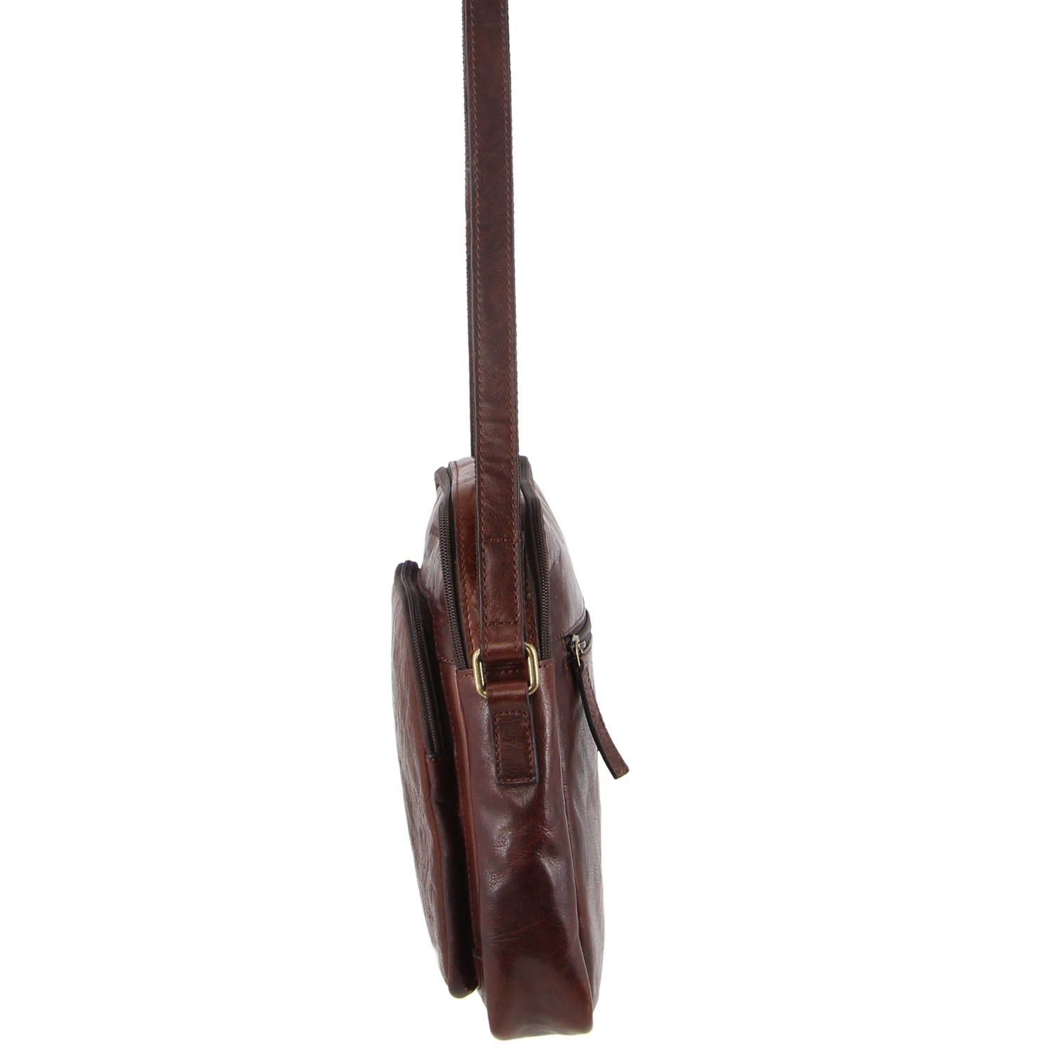 Pierre Cardin Leather Cross-Body Bag Brown | ZXEFG0127