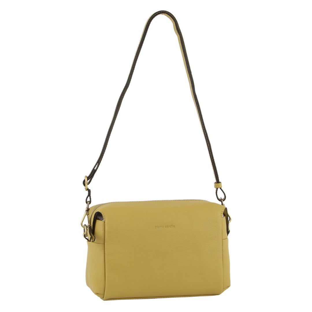 Pierre Cardin Leather Cross-Body Bag Clutch Yellow | DTULJ7254