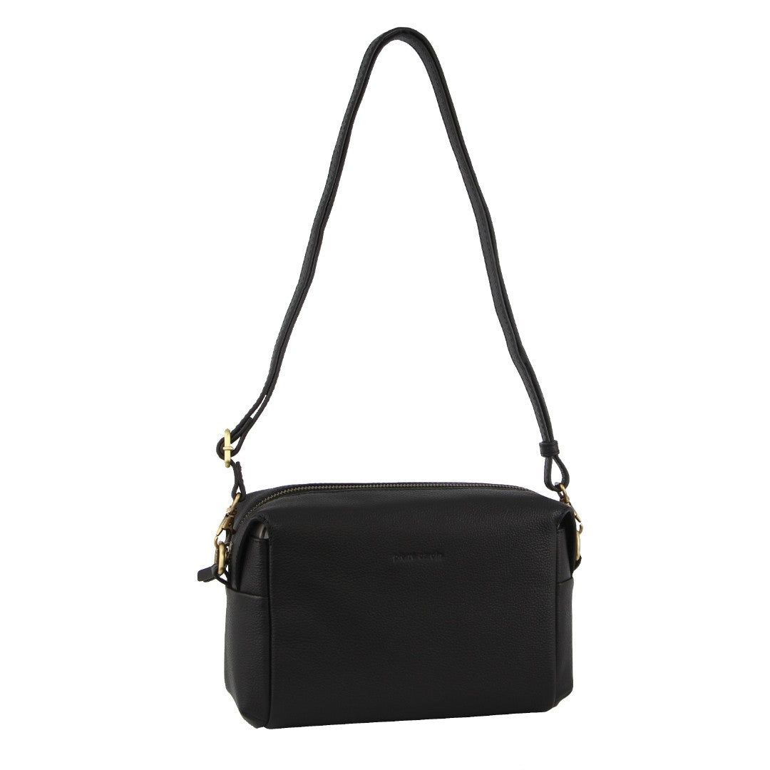 Pierre Cardin Leather Cross-Body Bag Clutch Black | XDJPB2891