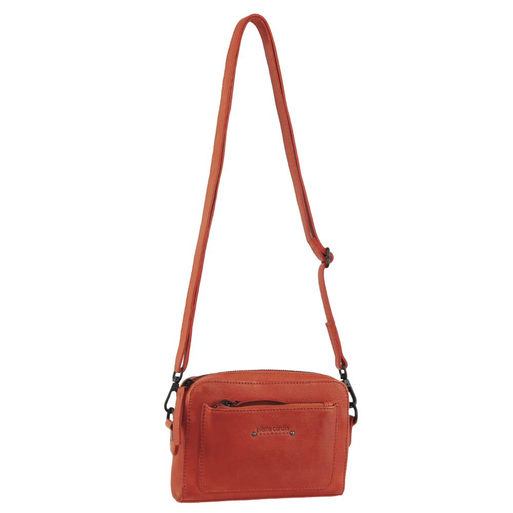 Pierre Cardin Leather Cross-Body Bag Orange | XNKLB1487