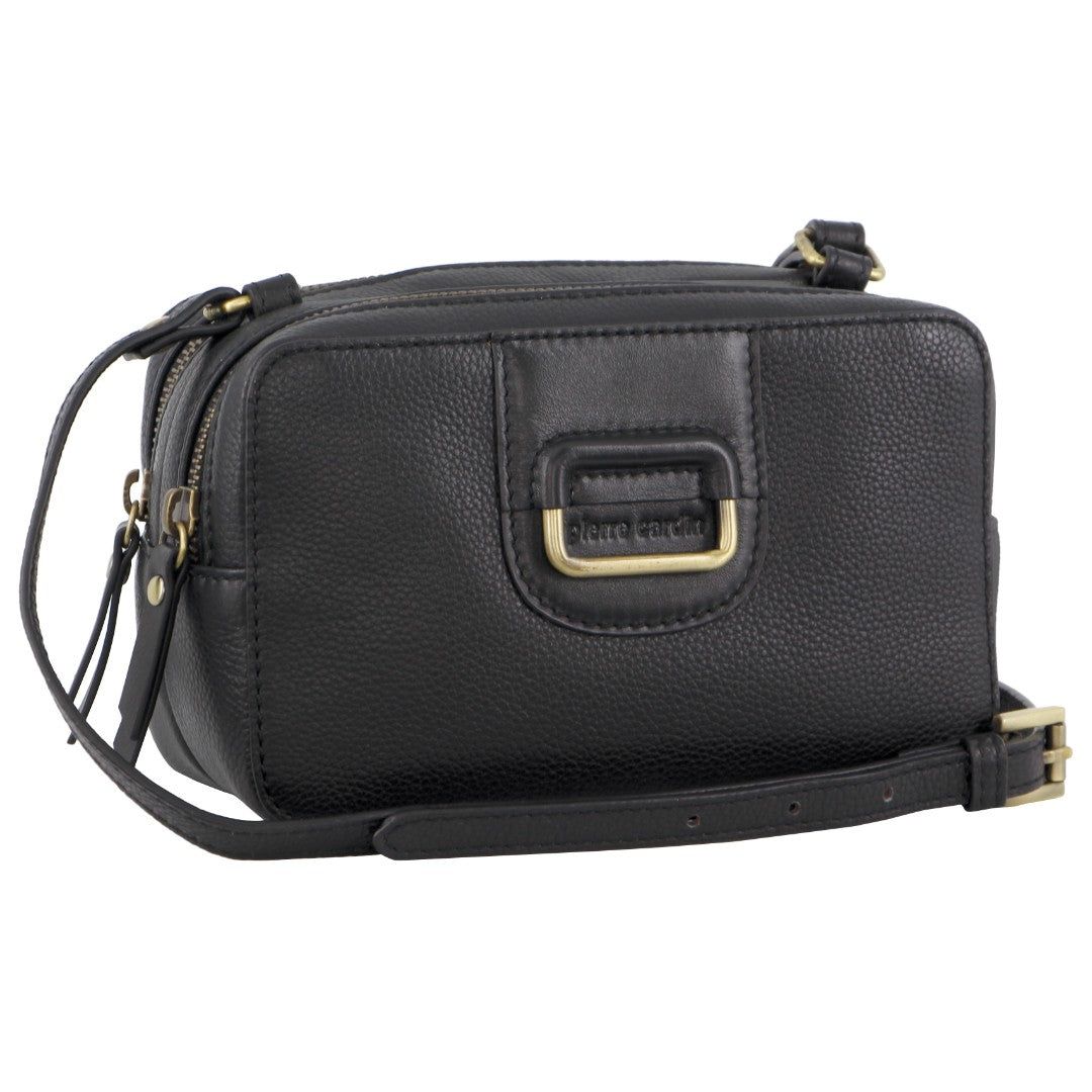 Pierre Cardin Leather Cross-Body Clutch Black | DQKGO5023