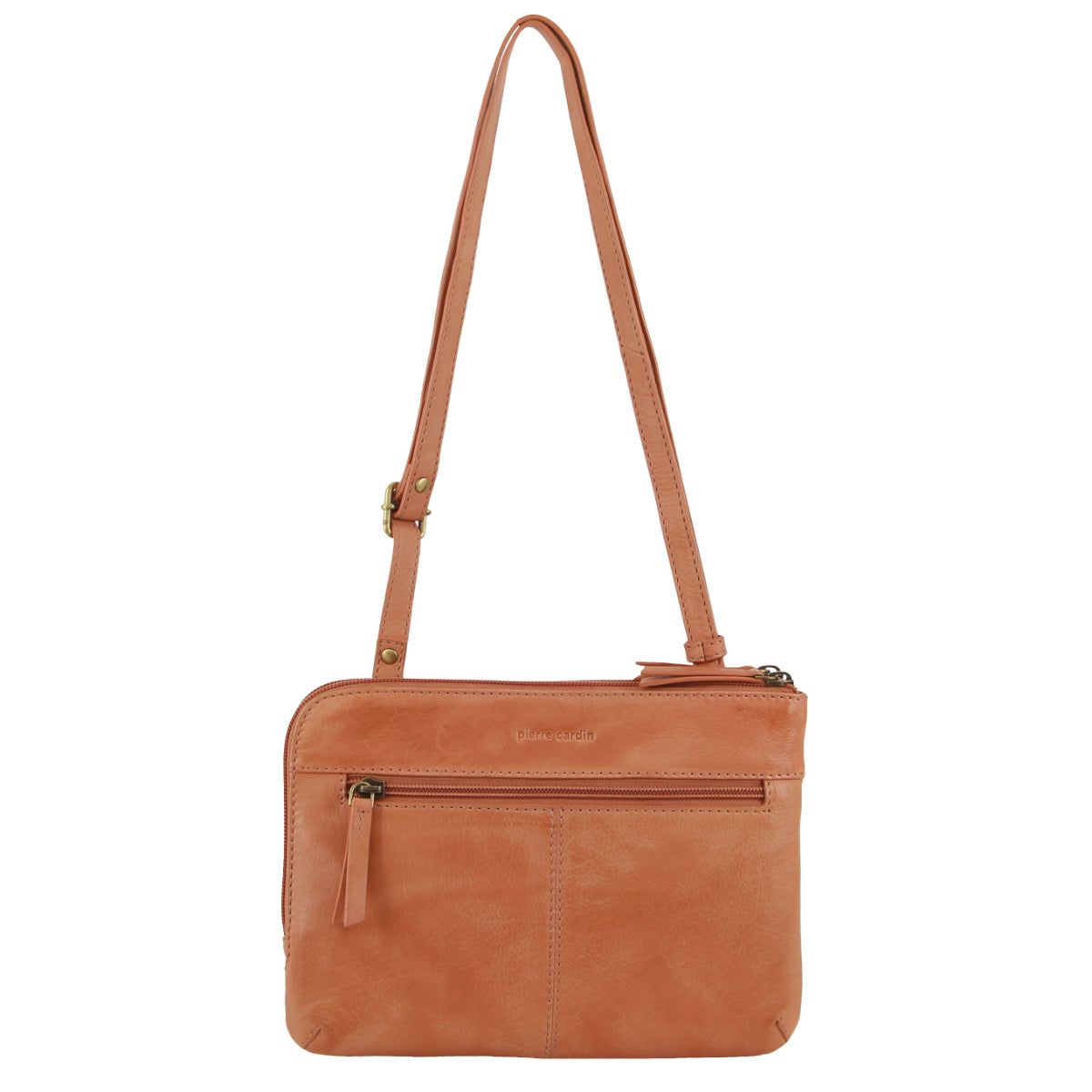 Pierre Cardin Leather Crossbody Bag Apricot | DTAKY7394