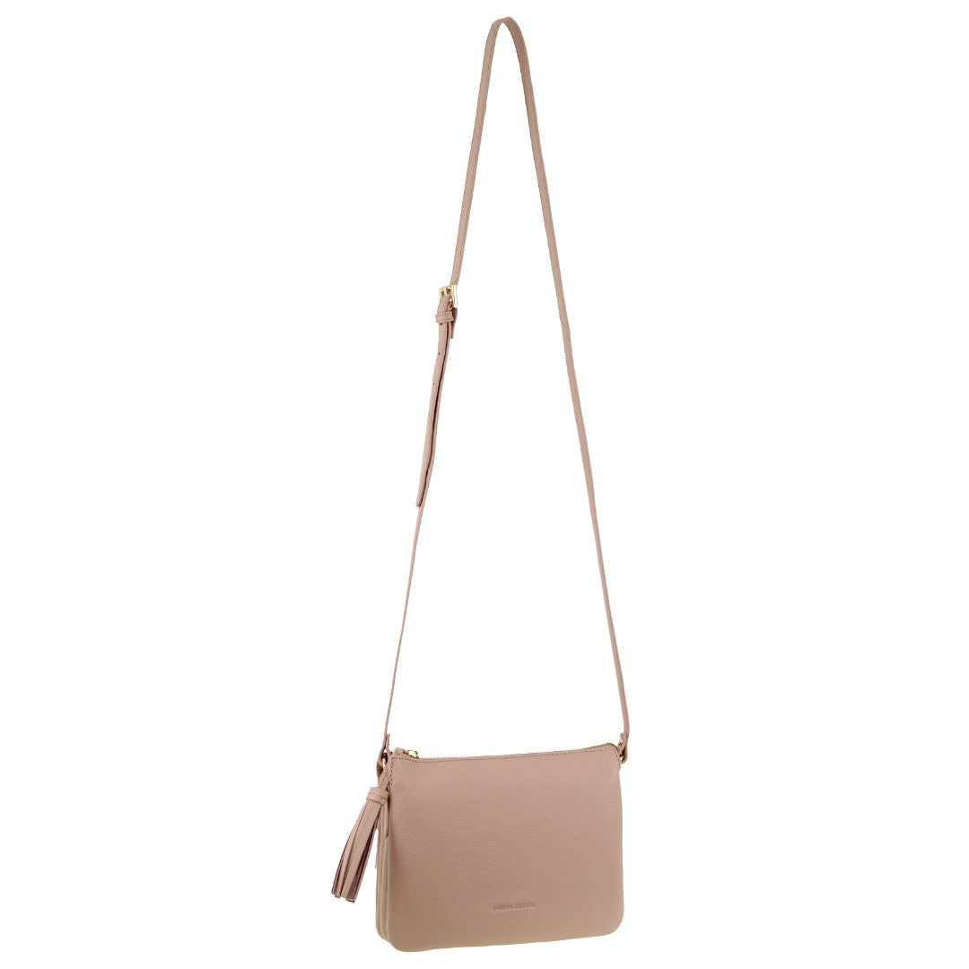 Pierre Cardin Leather Crossbody Bag Beige | GLVWS6318