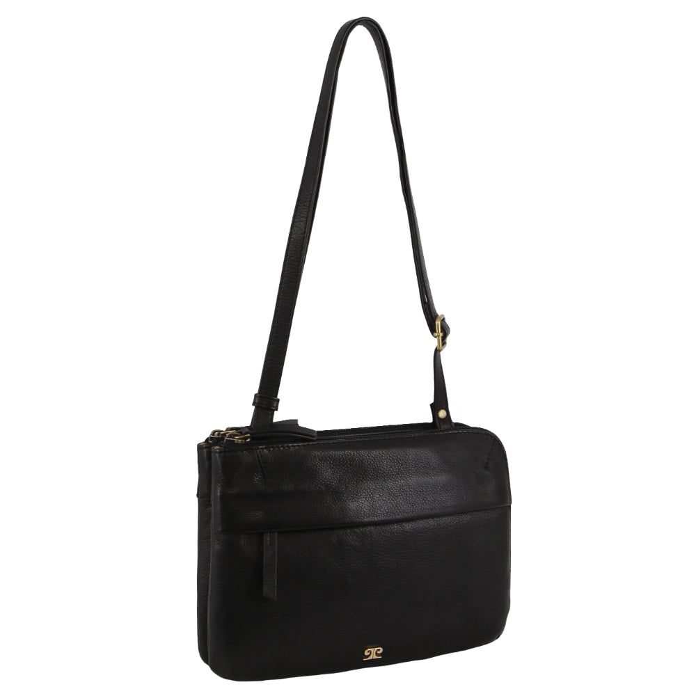 Pierre Cardin Leather Crossbody Bag Black | WSOTB4832