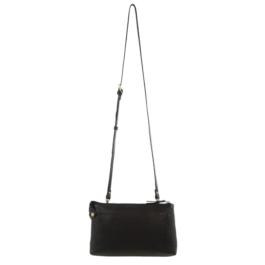 Pierre Cardin Leather Crossbody Bag Black | WAMKD1859