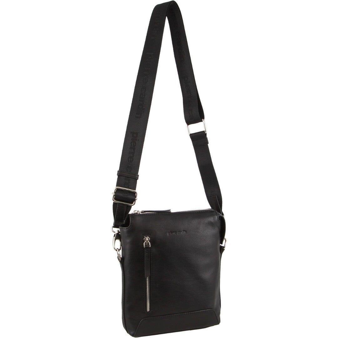 Pierre Cardin Leather Crossbody Bag Black | QJDKP7039