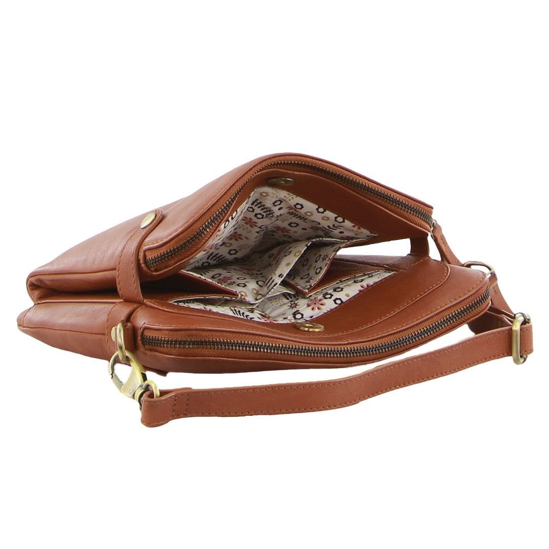 Pierre Cardin Leather Crossbody Bag Brown | XTYUI9814