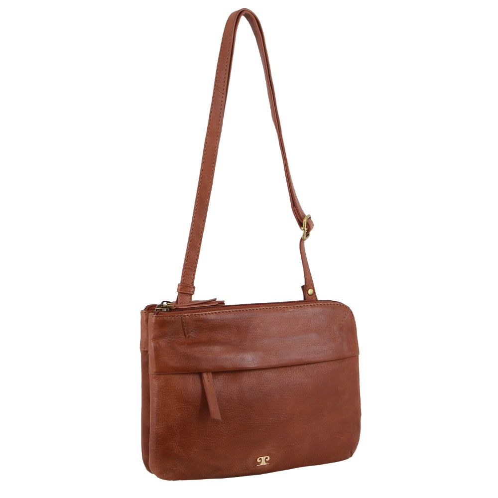 Pierre Cardin Leather Crossbody Bag Brown | VQMYC0856