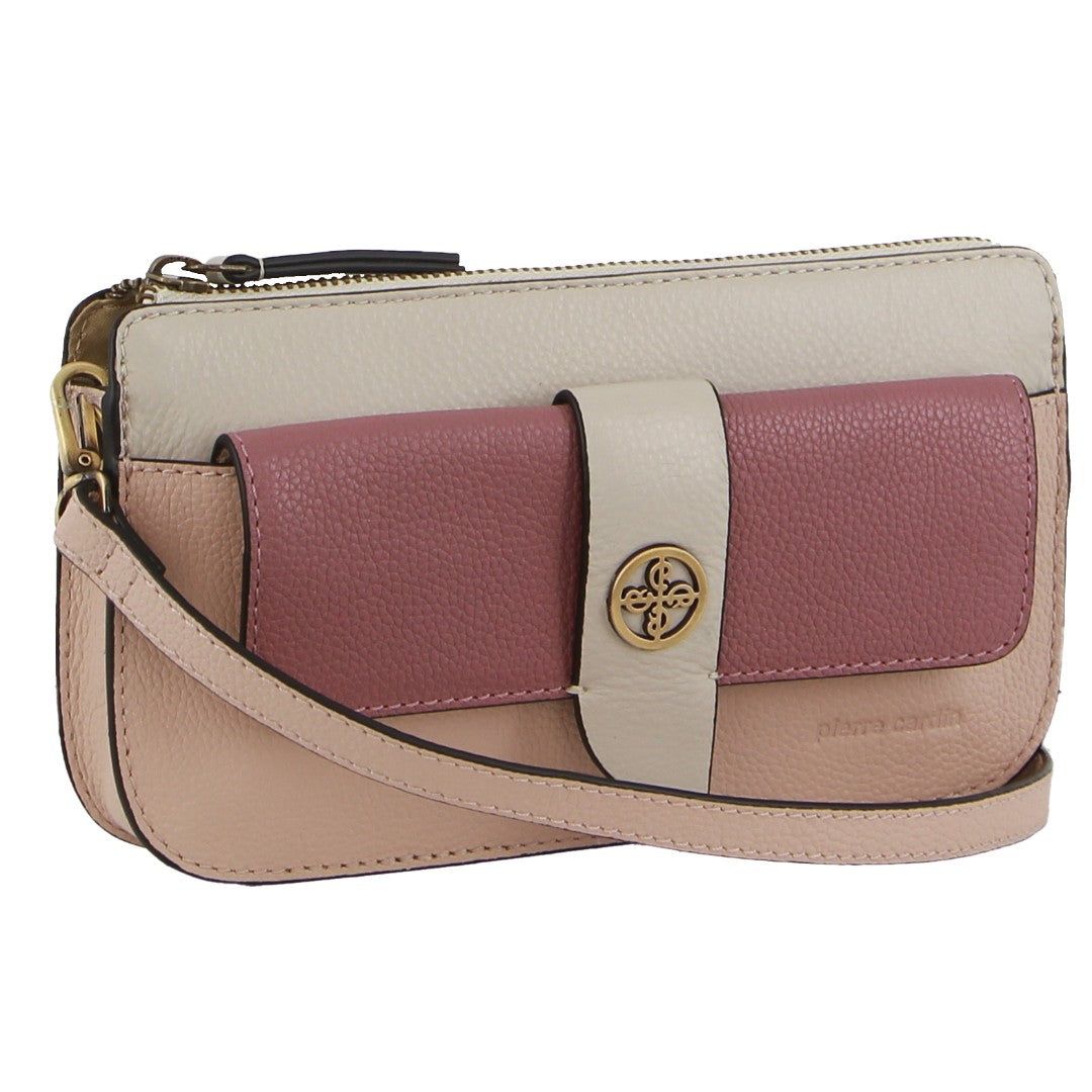 Pierre Cardin Leather Crossbody Clutch Bag Rose | AJZYK8012