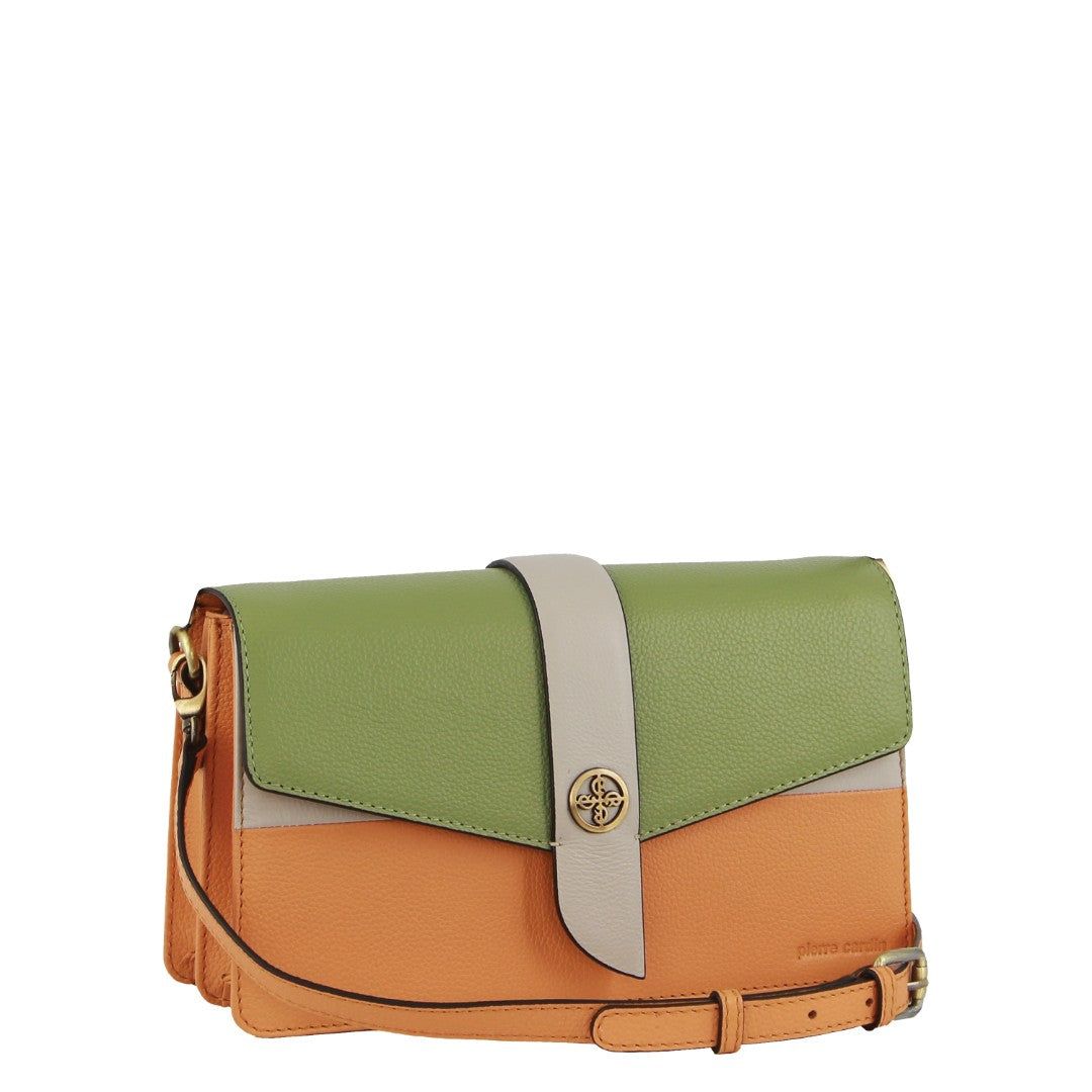 Pierre Cardin Leather Crossbody Clutch Bag Apricot | ZMFXJ8561